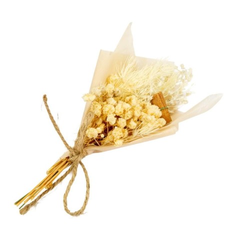 BOUQUET CARTA CON FIORI SECCHI cm6x12h PANNA